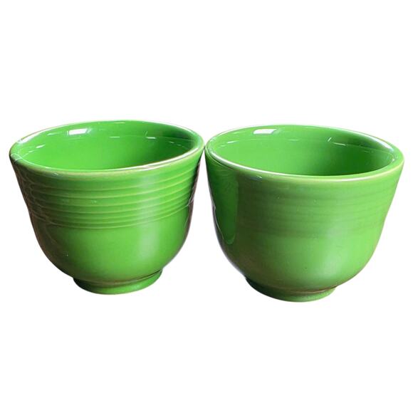 Lot of 2 Fiesta Ware Flat Cups Chartreuse Green HLC USA Replacement - Picture 6 of 9